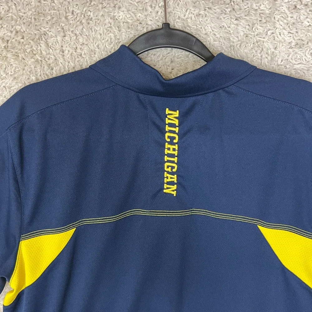 Michigan Wolverines Polo Shirt Mens Large Adidas Blue Preppy Logo College NCAA - Picture 6 of 9